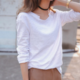 夏季韩版竹节棉九分袖短袖宽松糖果色打底衫t恤女上衣