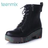Teenmix/天美意2015冬季牛皮厚底系带马丁系列女短靴6JP40DD5