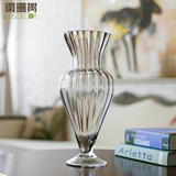 阑珊树-马卡龙北欧简约摆件 欧式复古创意台面透明玻璃花瓶花器