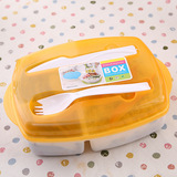 新款 内分三格便当盒密封耐热带盖学生保鲜盒加热单层保温饭盒