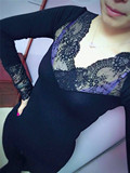 包邮 领口袖口蕾丝打底衫发热衣2015秋装新款韩版大码女上衣衬衫