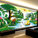 迎客松十字绣2.5米精准印花财运版山水风景画最新款客厅2米图系列