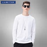 Lilbetter2016新品男士宽松纯色长袖T恤韩版修身纯棉圆领休闲上衣