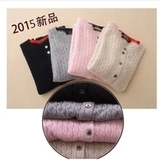 2015春新款麻花羊绒薄开衫女韩版宽松羊毛针织衫短款修身毛衣外套