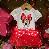 代购香港迪士尼乐园新品婴儿送礼套装婴儿服米妮BB裙子配发带