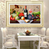 5D钻石画满钻石绣客厅红酒杯餐厅十字绣新款葡萄水果欧式粘砖石画