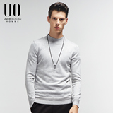 UO男装2016新款韩版青年男士半高领毛衣男修身薄款套头纯色针织衫
