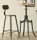 美式做旧铁艺实木餐厅桌椅组合创意简约咖啡厅酒吧台高脚椅凳包邮