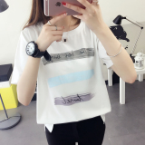 夏季短袖t恤韩版潮学生衣服上衣字母打底衫百搭新款2016显瘦女装