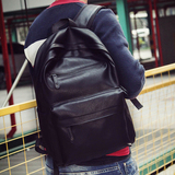 复古时尚学院风双肩包男女日韩版潮中学生书包PU皮简约背包电脑包