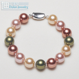天然南洋母贝珠珍珠手链强光混彩色正圆形送妈妈女友生日礼物特价