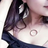 韩国代购925纯银圆环项链女日韩设计简约时尚夸张潮人锁骨链礼物