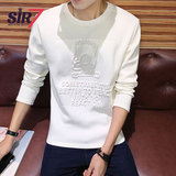 青年韩版3D立体印花男士长袖t恤男圆领修身打底衫青少年秋季衣服