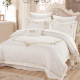 欧式床品奢华样板房床上用品多件套家纺 白色长绒全棉七八十件套