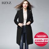 HZVZ欧美简约2016春休闲修身显瘦风衣中长款长袖小西装薄款外套女