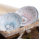 日本正品reine美浓烧系列餐具套装4P卡通盘子猫咪小猪日式盘子
