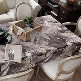 高档现代时尚风格个性西餐大桌布圆台布茶几盖布布艺定做灰色树叶