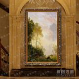 欧式油画手绘 客厅单幅有框装饰画 树林景 欧式古典风景画503-2