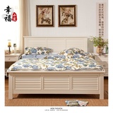 地中海卧室全纯实木床美式纯实木床双人大床白色1.5米1.8田园风格