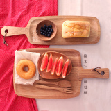 {木苼}橡木拼接实木砧板/ 手柄菜板披萨板餐板面包下午茶木质托盘