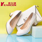 YEARCON/意尔康女鞋新款正品女士浅口单鞋粗跟高跟真皮女鞋