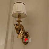 马头全铜壁灯欧式复古铜灯创意美式酒店走廊灯装饰灯楼梯灯床头灯