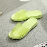 正品足间舞浴室防滑夏凉拖鞋女 韩版居家塑料坡跟一字型拖鞋1966