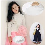 2016春秋韩国女童装纯棉儿童打底衫套头衫高领宝宝长袖中大童T恤