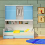 儿童床带衣柜床1.2米1.5米男孩女孩单人储物组合床多功能定制家具