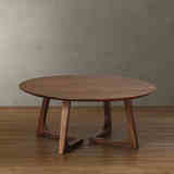 沙发茶几橡木纹圆形茶几简约现代欧式经典北美实木家具圆咖啡桌