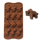 12连硅胶巧克力模具 卡通恐龙红糖糖果制作模具 耐高温手工皂模