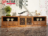 中式客厅实木雕花电视柜/1.8米2米老榆木仿古电视柜|明清古典家具