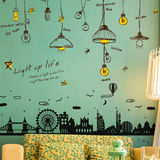墙贴纸贴画温馨宿舍客厅卧室背景墙面墙壁装饰品欧式建筑创意吊灯