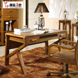 现代中式乌金木色实木电脑桌高端写字台书桌 家用办公桌 书台