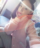 2016冬装学生显瘦粗花毛呢休闲粉色棒球服短款女外套韩版原宿外套