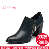 Daphne/达芙妮2015秋新款漆皮女鞋 时尚超高跟尖头侧拉链深口单鞋