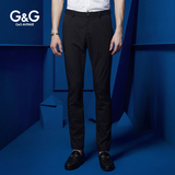 G&G男装 2016春夏新款男士商务休闲条纹男裤直筒修身小脚裤子青年