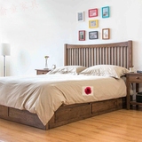 简约现代橡木床实木床小户卧室高箱储物床1.8双人床北欧宜家