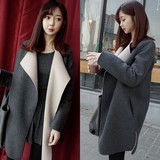 韩国秋冬新款女装修身大翻领外套气质宽松休闲显瘦中长款呢子大衣