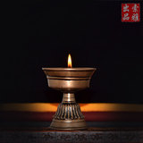 12藏传佛教西藏传世明代尼玛铜莲花老酥油灯供佛专用灯很罕见聚财