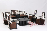 现代新中式沙发 样板房会所大堂布艺沙发椅组合 新中式实木家具
