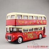 美致双层巴士合金汽车模型 伦敦复古英式大巴 花车 回力汽车玩具