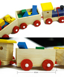 盒装积木小火车 木制火车玩具 木头小火车
