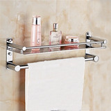 浴室置物架壁挂毛巾架卫浴不锈钢挂件 洗手间多层折叠浴巾架包邮