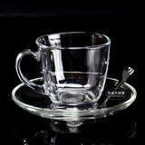 欧式玻璃咖啡杯透明玻璃杯花茶杯小号简约创意耐热杯子方形190ml