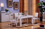 白色长方形大理石实木4/6人组装吃饭桌子现代简约餐桌椅 组合