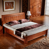 富盛中式家具全实木床1.8米1.5米双人床美国红橡木床大高箱床包邮