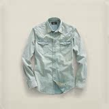 RRL Slim-Fit Denim Western Shirt 贝克汉姆 牛仔衬衫 美国代购