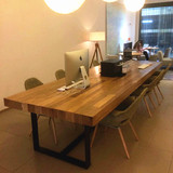 美式铁艺实木会议桌电脑大班台书桌大型简易长条办公桌大板长桌