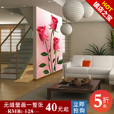直销大型无缝壁画走廊玄关屏风墙纸定制壁纸沙发墙床背景粉色玫瑰